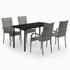 vidaXL 5 pcs conjunto de jantar para jardim cinzento e preto