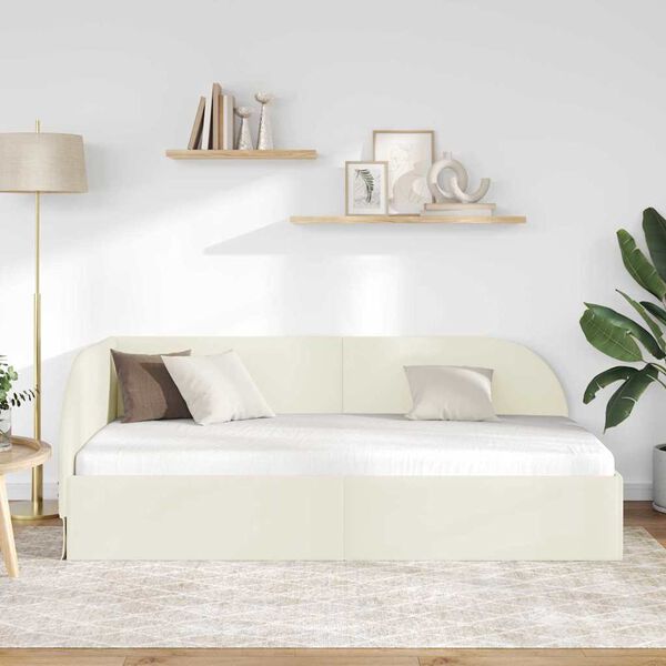 vidaXL Estrutura de Cama de Canto com cabeceira Creme 80 cm x 200 cm