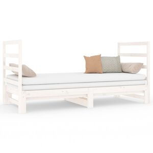 vidaXL Estrutura sof&aacute;-cama de puxar 2x(90x190) cm pinho maci&ccedil;o branco