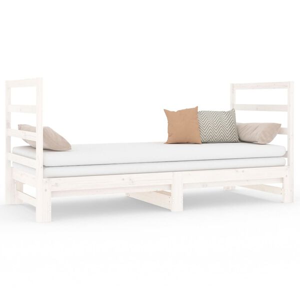 vidaXL Estrutura sof&aacute;-cama de puxar 2x(90x190) cm pinho maci&ccedil;o branco