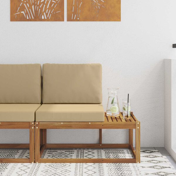 vidaXL Sof&aacute; de Canto Externo com almofada Natural 91 x 63 x 73 cm