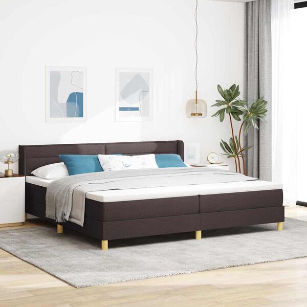 vidaXL Cama Box com colch&atilde;o Marrom Escuro 200 x 200 cm tecido