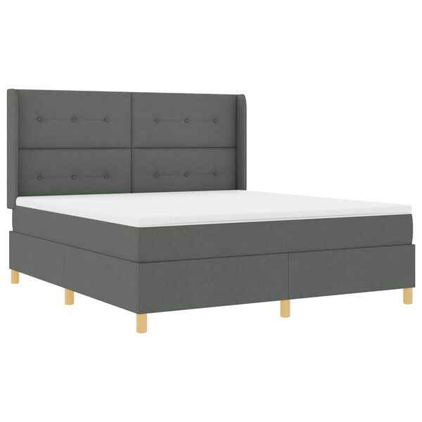 vidaXL Cama Box com colch&atilde;o com cabeceira Cinzeto 140 x 200 cm tecido