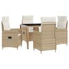 vidaXL Conjunto de Jantar para Exterior 5 unid. Bege e Branco Creme