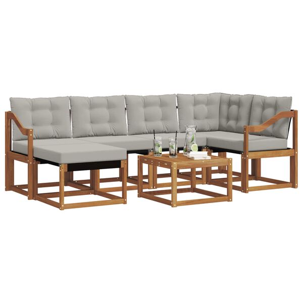 vidaXL Conjunto de Sof&aacute;s para Exterior 7 pcs Cinza Natural e Claro