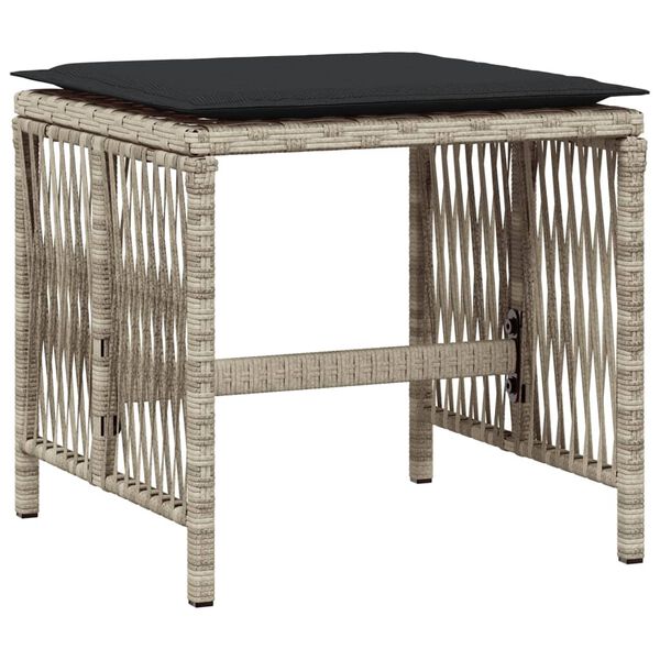 vidaXL 11 pcs conjunto jantar p/ jardim c/ almofad&otilde;es vime PE cinzento