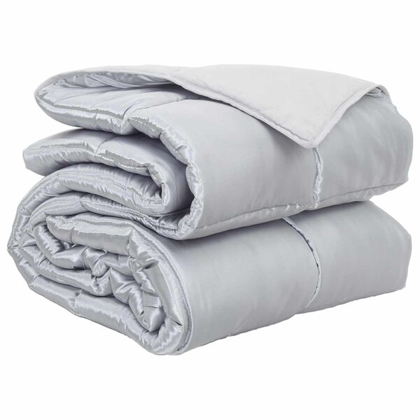 vidaXL Duvet de Ano Inteiro Prateado 200 x 155 cm Cetim e Microfibra