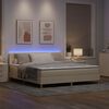 vidaXL Cama Box Spring LED com fitas LED Creme 180 x 200 cm tecido