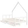vidaXL Estrutura cama infantil c/ gavetas 90x190cm pinho maci&ccedil;o branco