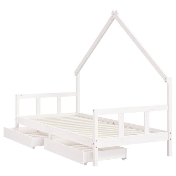 vidaXL Estrutura cama infantil c/ gavetas 90x190cm pinho maci&ccedil;o branco