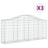 vidaXL Cestos gabi&atilde;o arqueados 3 pcs 200x30x80/100cm ferro galvanizado