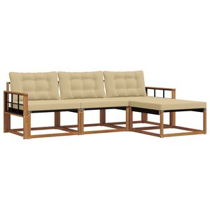 vidaXL Conjunto de Sof&aacute;s para Exterior 4 pcs Natural e Bege