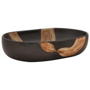 vidaXL Lavat&oacute;rio de bancada oval 59x40x14 cm cer&acirc;mica preto