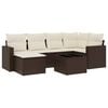 vidaXL 7 pcs conjunto de sof&aacute;s jardim c/ almofad&otilde;es vime PE castanho