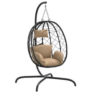 vidaXL Cadeira suspensa Egg com almofada, vime sintético e aço, cor taupe