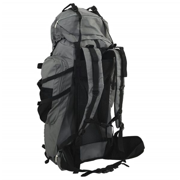vidaXL Mochila para caminhadas 80 L tecido oxford cinzento