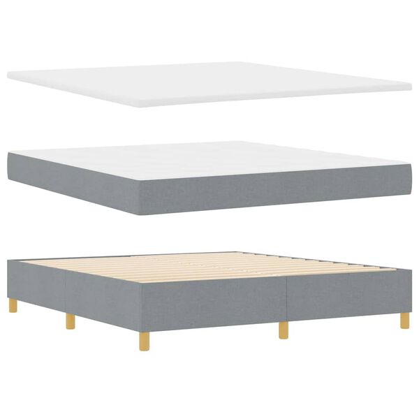 vidaXL Cama Box com colch&atilde;o Cinzento-claro 180 x 200 cm tecido