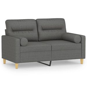 vidaXL Sof&aacute; 2 lugares +almofadas decorativas 120cm tecido cinza-escuro