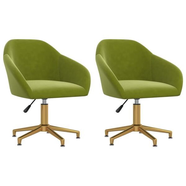 vidaXL Cadeiras de jantar girat&oacute;rias 2 pcs veludo verde-claro