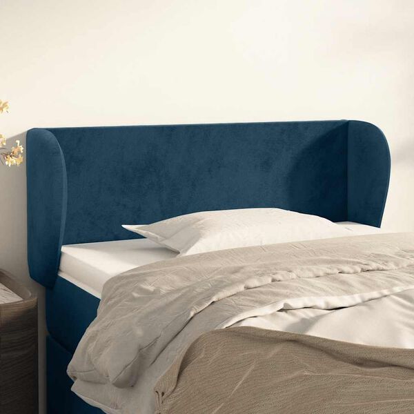 vidaXL Cabeceira de cama c/ abas veludo 83x23x78/88cm azul-escuro
