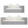vidaXL 2 pcs conjunto de sof&aacute;s com almofad&otilde;es vime natural cinzento