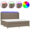 vidaXL Cama box spring colch&atilde;o/LED 200x200cm tecido cinza-acastanhado