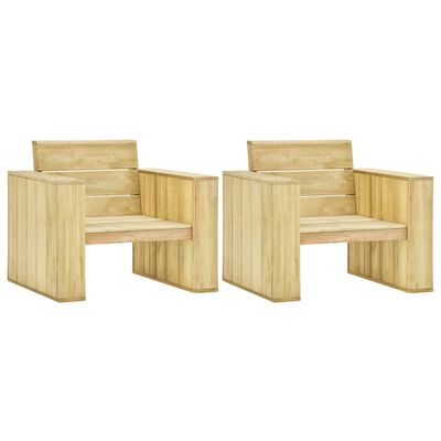 vidaXL Cadeiras de jardim 2 pcs 89x76x76cm madeira de pinho impregnada