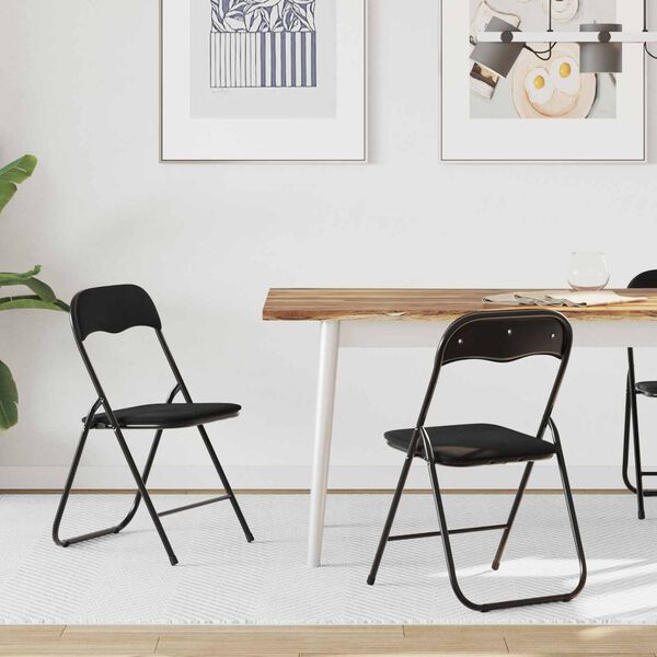 vidaXL Cadeira Dobr&aacute;vel 2 pcs Preto 48 x 44 x 78 cm Veludo