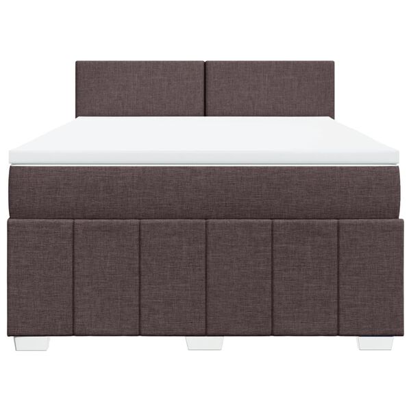 vidaXL Cama com molas/colch&atilde;o 160x200 cm tecido castanho-escuro