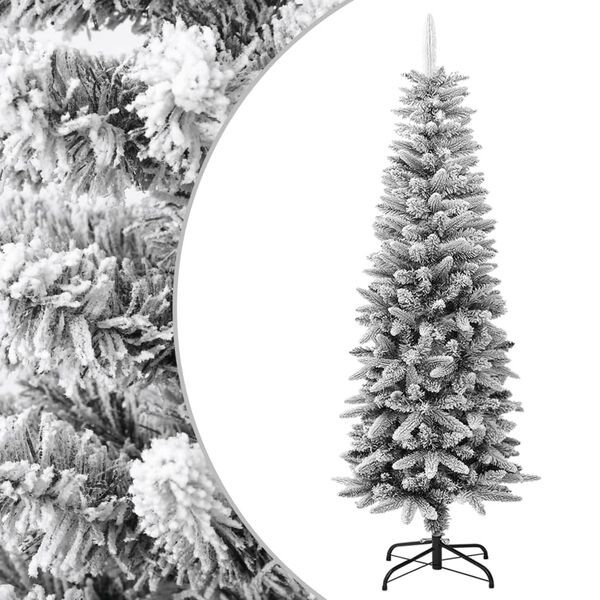 vidaXL &Aacute;rvore de Natal artificial fina com neve PVC e PE 150 cm