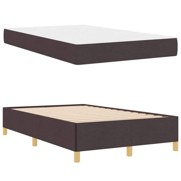 vidaXL Estrutura da Cama com colch&atilde;o Marrom Escuro 120 x 190 cm tecido