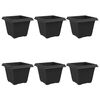 vidaXL Vaso Quadrado para Flores 6 pcs Preto 28,5 x 28,5 x 22 cm