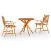 vidaXL 3 pcs conjunto de jantar para jardim madeira de ac&aacute;cia maci&ccedil;a