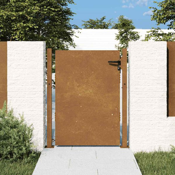 vidaXL Port&atilde;o de jardim 100x125 cm A&ccedil;o Corten