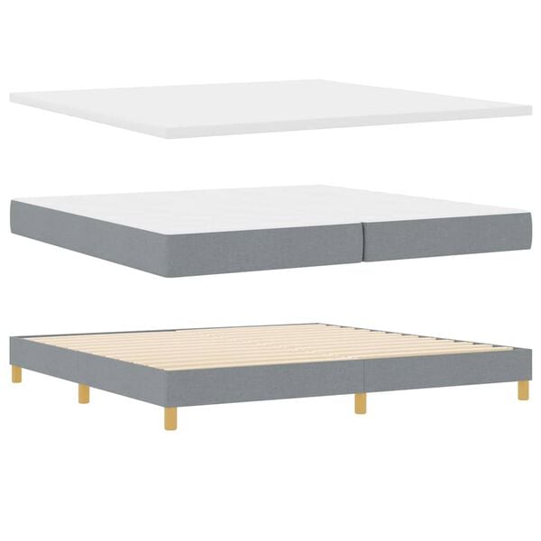 vidaXL Cama Box com colch&atilde;o Cinzento-claro 200 x 200 cm tecido