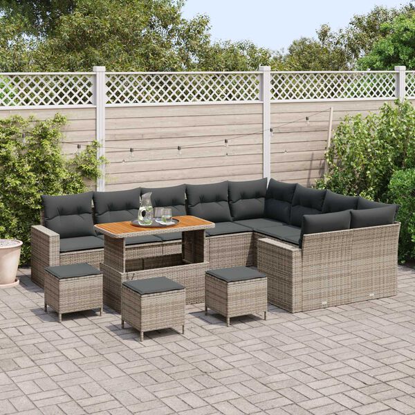 vidaXL Conjunto de Sof&aacute; de Jardim com almofada 13 pcs Cinzeto