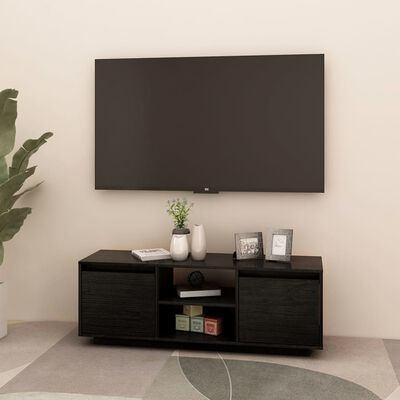 vidaXL Móvel de TV 110x30x40 cm madeira de pinho maciça preto