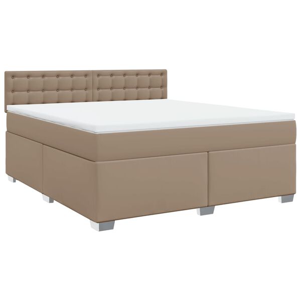 vidaXL Cama com molas/colch&atilde;o 180x200 cm couro artificial cappuccino