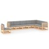 vidaXL 8 pcs conjunto lounge de jardim c/ almofad&otilde;es pinho maci&ccedil;o