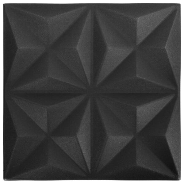 vidaXL Painéis de parede 3D 12 pcs 50x50 cm 3 m² origami preto