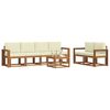 vidaXL Conjunto de Sof&aacute;s para Exterior 7 pcs Natural e Creme