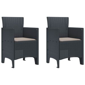 vidaXL Cadeira de Jardim 2 unid. Antracite Polipropileno