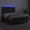 vidaXL Cama box spring c/ colch&atilde;o/LED 140x190cm couro artificial preto
