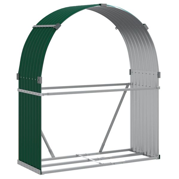 vidaXL Suporte de lenha 120x45x140 cm aço galvanizado verde