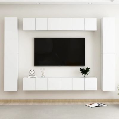 vidaXL 10 pcs conjunto de móveis de TV contraplacado branco