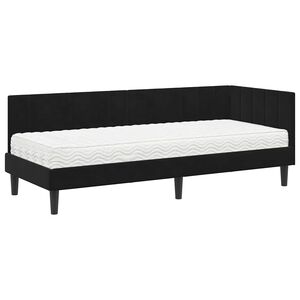 vidaXL Estrutura de Cama de Canto com Colchão 2 pcs Preto Veludo