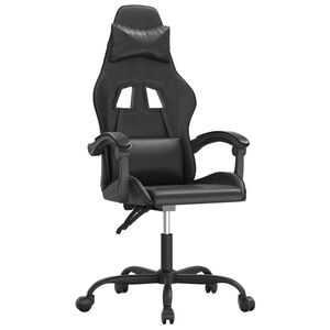 vidaXL Cadeira gaming girat&oacute;ria couro artificial preto