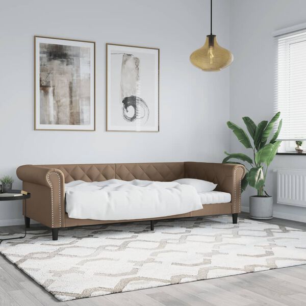 vidaXL Sofá-cama 90x200 cm couro artificial cor cappuccino