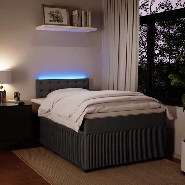 vidaXL Cama boxspring com colch&atilde;o 120x200 cm veludo cinzento-escuro