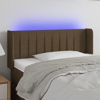vidaXL Cabeceira de cama c/ luzes LED tecido 103x16x78/88 cm castanho
